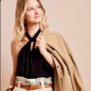 Banana Republic Top Women’s Size Medium Black Tie Halter NWT